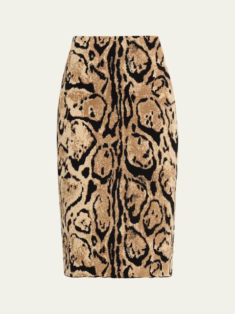 Stella McCartney Leopard Jacquard Knit Pencil Skirt