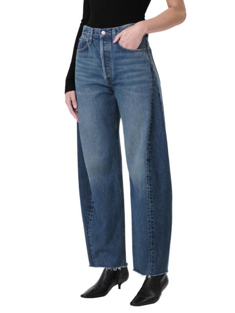 AGOLDE AGOLDE Luna Piece High Waist Raw Hem Barrel Jeans in Split at Nordstrom