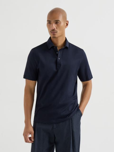 Brunello Cucinelli Cotton jersey polo with shirt-style collar