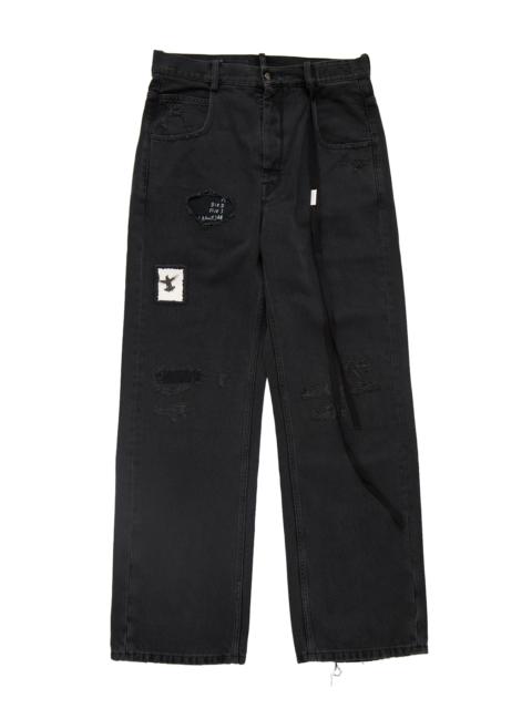 Ann Demeulemeester Ann Demeulemeester  Ronald 5-Pockets Comfort Trousers With Printed Patches Faded Grey