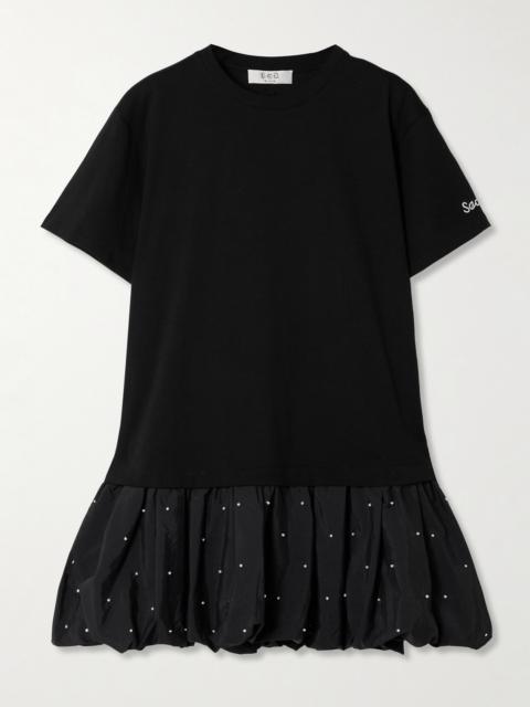 Sea Alberta Cotton-jersey And Faux Pearl-embellished Shell Mini Dress