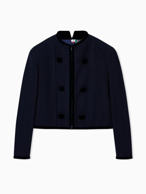 EMPORIO ARMANI WASHED WOOL JACKET WITH VELVET TRIM