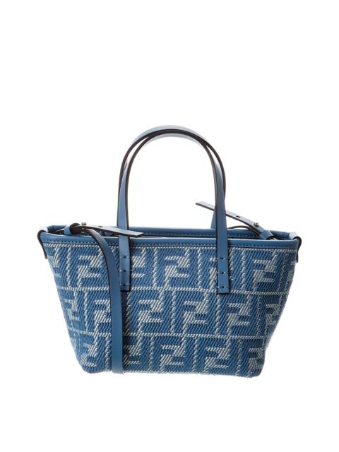 FENDI FENDI Roll Mini FF Jacquard & Leather Tote