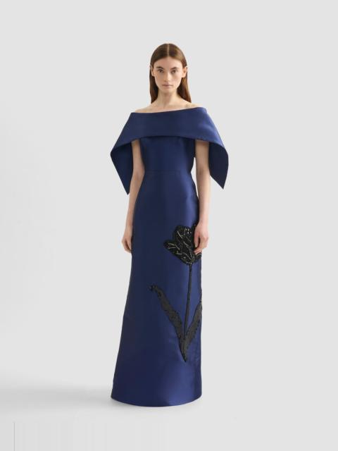 Erdem EMBELLISHED MIKADO OFF-THE-SHOULDER GOWN