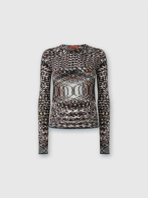 Missoni Crew Neck Sweater with Flame Pattern in Cashmere Blend