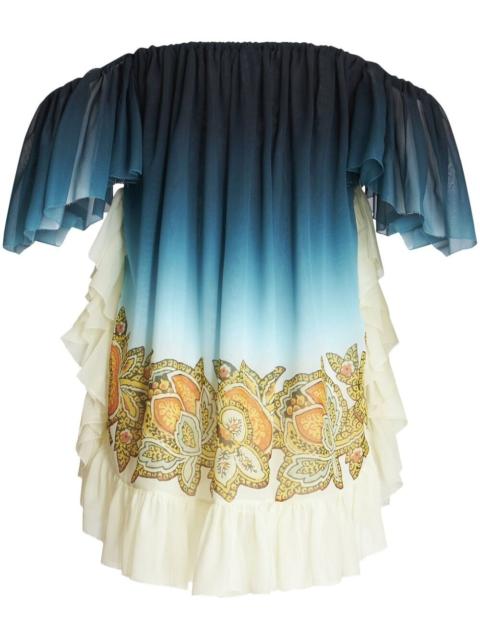 Etro Etro Paisley Print off-shoulder Mini Dress