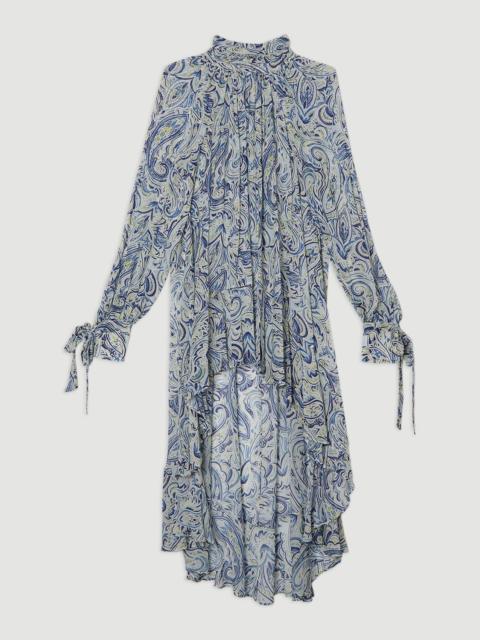KAREN MILLEN Viscose Crinkle Paisley Frill Detail Tunic