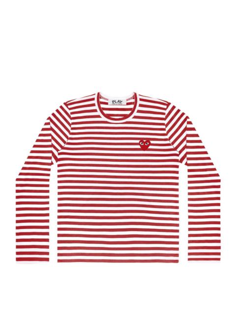 Comme des Garçons PLAY Long Sleeve Stripes With Red Emblem Tee Unisex