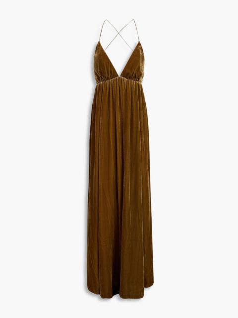 Zimmermann Gathered velvet maxi dress