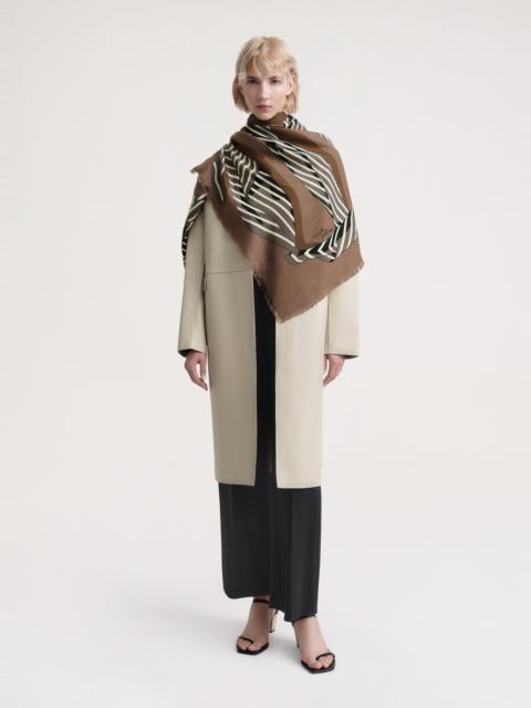 Totême Knotted monogram wool silk blanket scarf brown