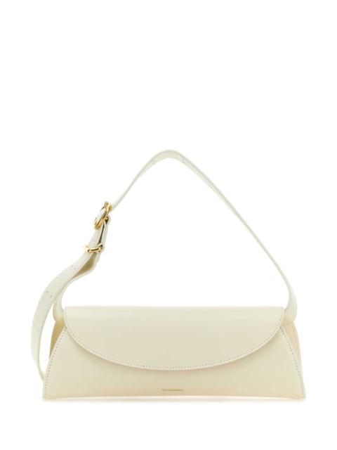 Jil Sander Jil Sander Women Ivory Leather Small Cannolo Shoulder Bag
