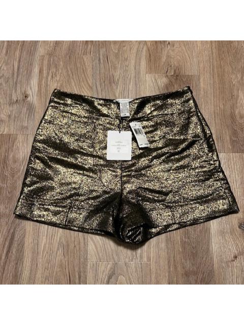 Other Designers DVF Diane Von Furstenberg Clean Simca Gold Lame High Waist Shorts