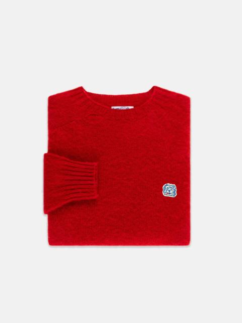 J. PRESS MADE-IN-SCOTLAND RED SHAGGY DOG ICON SWEATER  - TRIM FIT