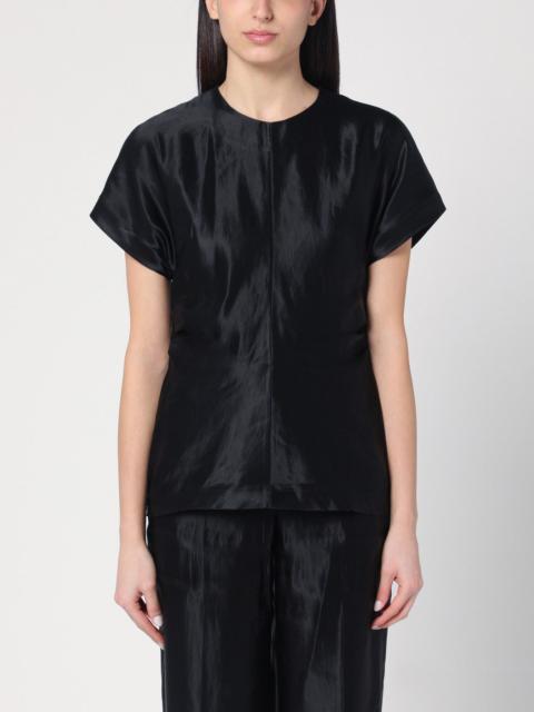 Loulou de Saison Black T-shirt in linen and silk