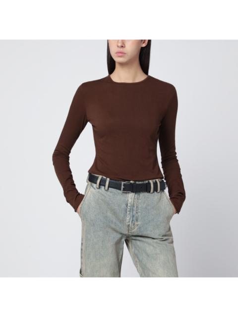 entire studios Entire Studios Brown Crewneck Cotton-Blend Top Women
