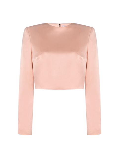ADAM LIPPES Keira Silk Charmeuse Crop Top pink