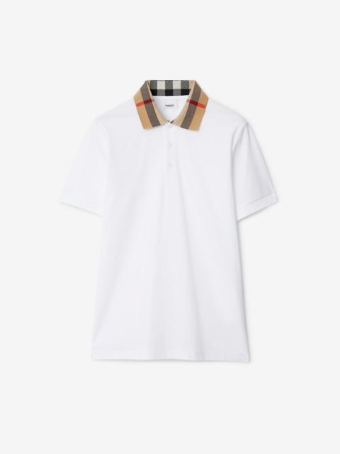 Burberry Check Collar Cotton Polo Shirt