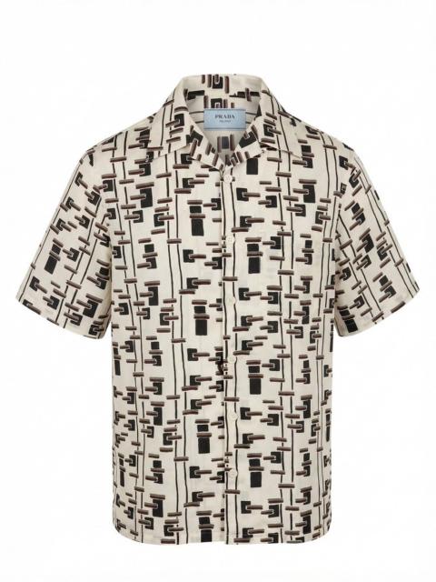 Prada Prada Men Striped Cotton And Silk `Bowling` Shirt