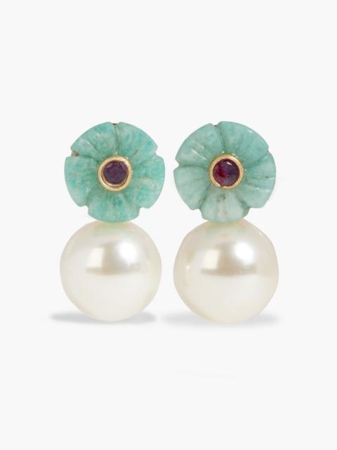 Jennifer Behr Libby gold-tone, amazonite and faux pearl earrings