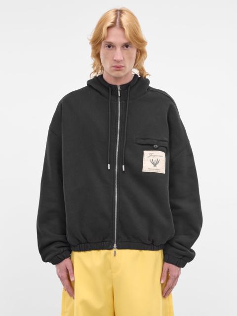 JACQUEMUS Navy Embroidered Rosemary Zip Hoodie