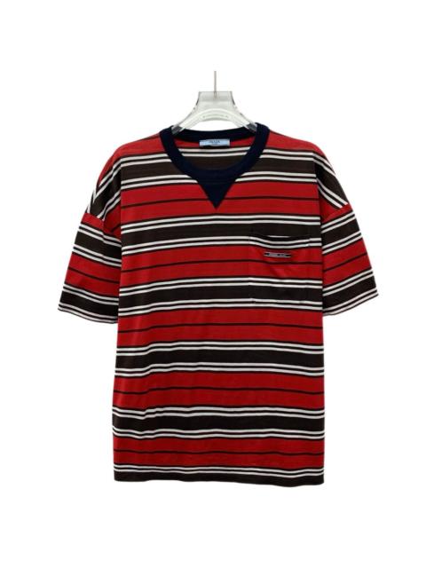 Prada Prada 2025 Color-Blocked Striped Cotton Crew Neck Short Sleeve T-Shirt