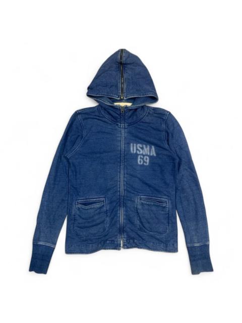 Other Designers Japanese Brand - Houston Japan USMA 69 Stencil Indigo Zip Up Hoodie
