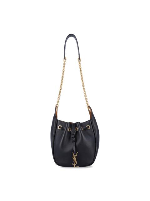 SAINT LAURENT Saint Laurent Black Leather Supple Bucket Bag With Chain