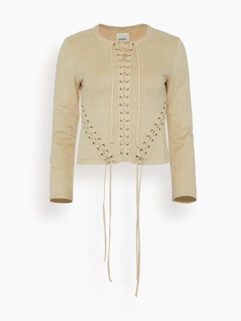 Isabel Marant Seatle Long Sleeve Top in Ecru