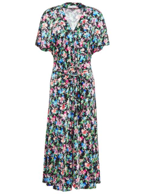 rabanne Gathered floral-print stretch-jersey midi dress