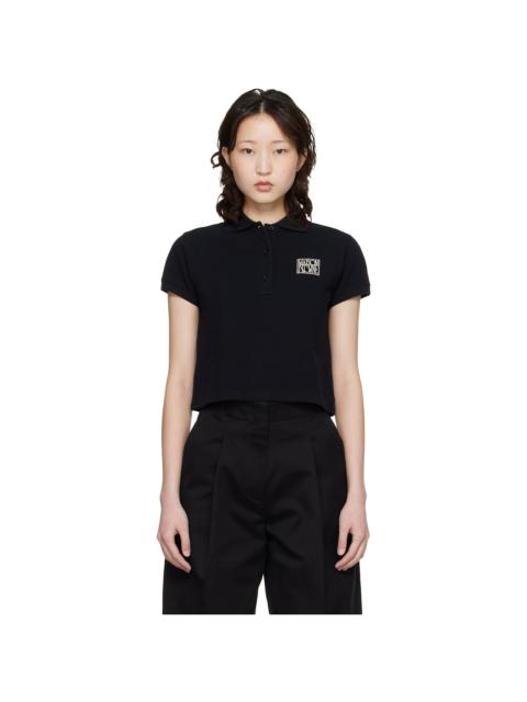 Maison Kitsuné Black 'Maison Kitsune' Stamp Cropped Polo