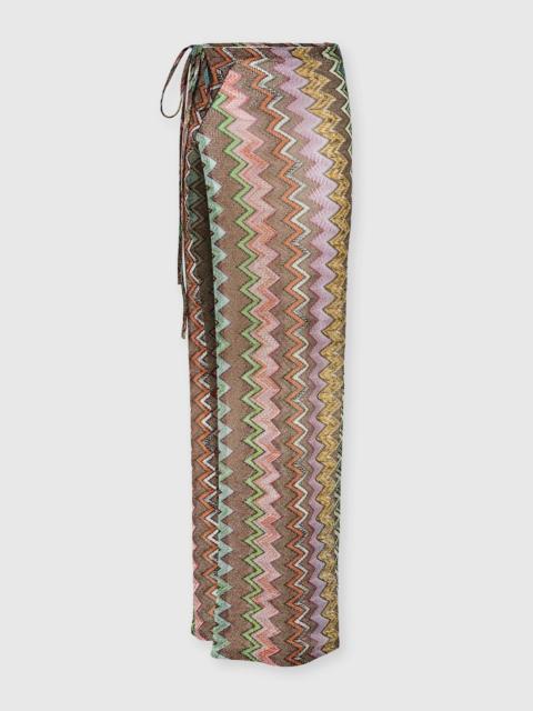 Missoni Long pareo skirt in lamé viscose with macro zigzag pattern