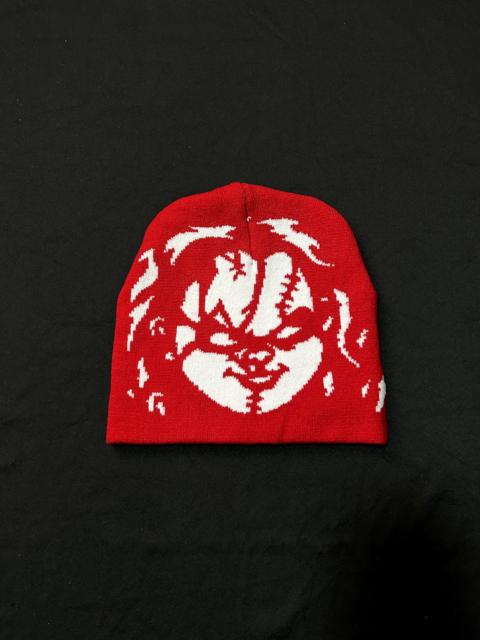 Other Designers Japanese Brand - Rare Chunky Graphic No Cuff Knit Red Beanie Hats OS