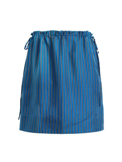 TOTEME Drawstring Striped Silk Mini Skirt blue
