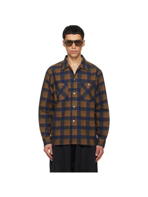 NEEDLES Brown & Navy One-Up Printed Flannel Shirt