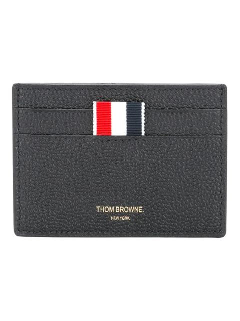 Thom Browne Single Card Holder In Pebble Grain
