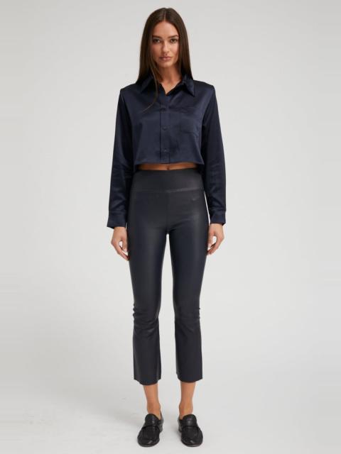SPRWMN NAVY LEATHER CROP FLARE