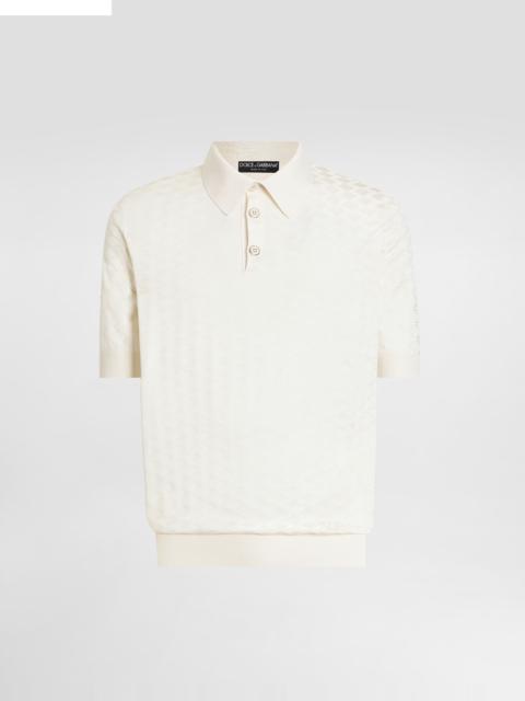 Dolce & Gabbana Micro-dot stitch silk polo shirt