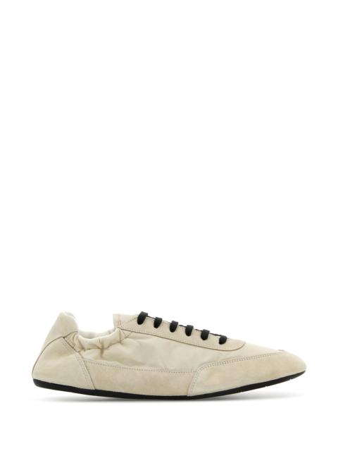 Prada Women Ivory Re-Nylon And Suede Collapse Sneakers