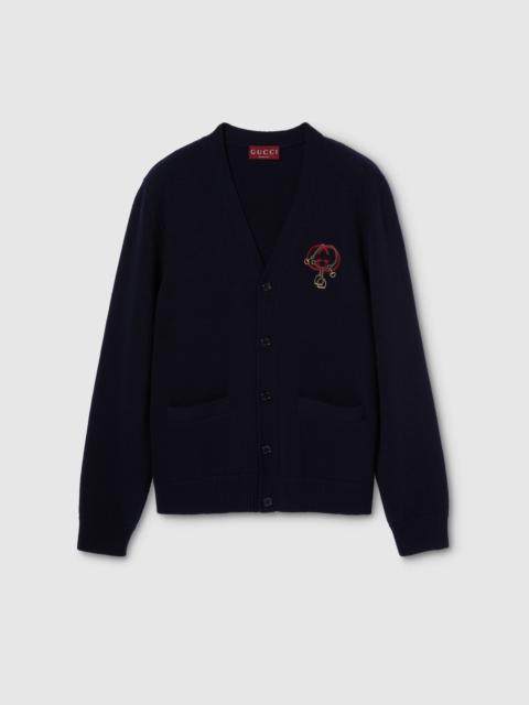 GUCCI Knit wool cardigan with embroidery