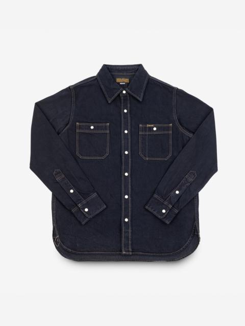 Iron Heart IHSH-326-OD 12oz Selvedge Denim Work Shirt With Snaps - Indigo Overdyed Black