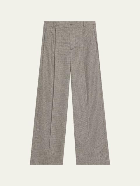 Vince Roma Check High-Rise Wool-Blend Trousers