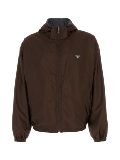 Prada Prada Men Brown Re-Nylon Reversibile Jacket