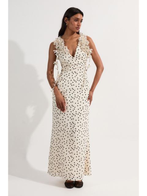 KAREN MILLEN Petite Applique Spot Printed Halter Neck Woven Maxi Dress