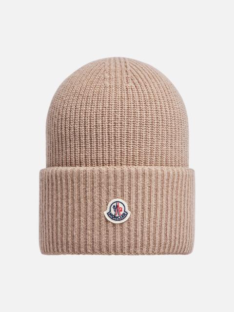 Moncler Moncler Women Ribbed Wool Cap.Logo Detail.Color: Beige