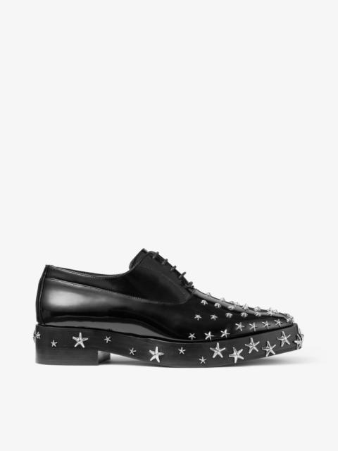 JIMMY CHOO Jimmy Choo noir kei ninomiya Star Shoe
Black Polished Calf Leather Lace-Up Shoes with Star Embellish