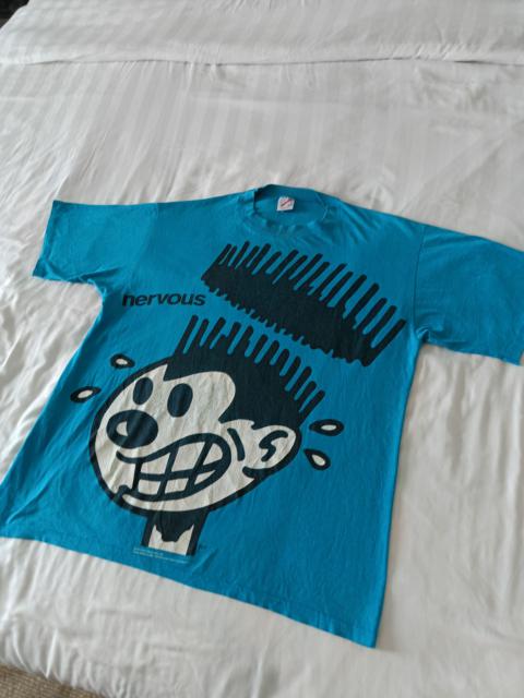 🔥Vintage Nervous Records New York Big Print T Shirt 90s