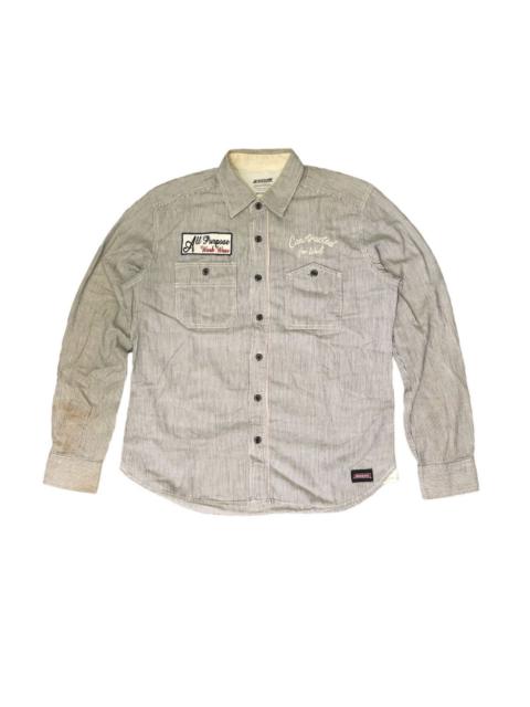 Other Designers Vintage - Dickies Selvedge hickory stripe work wear button up shirt