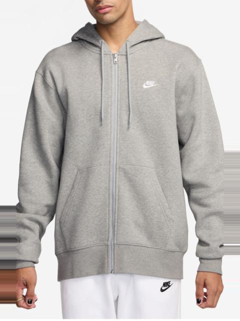 Nike Nike Club Fleece Zip Hoodie in Dark Grey Heather/Light Grey at Nordstrom