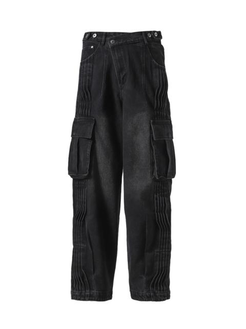 PRINTED CARGO PANTS / BLK