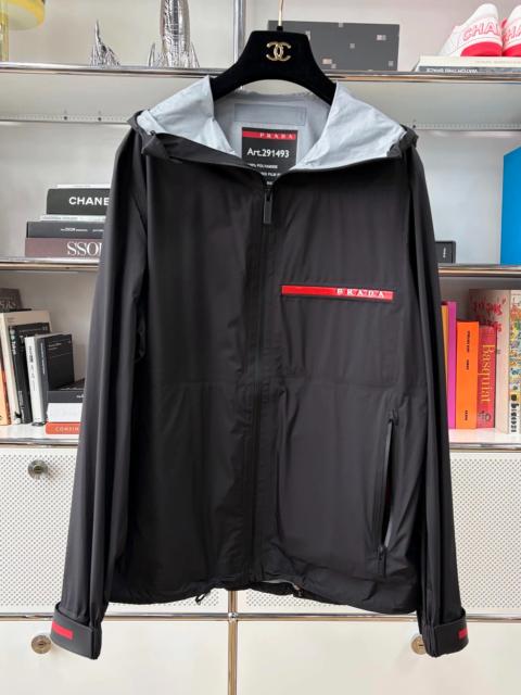 Prada Prada Red Linea Rossa l Black Hoodie Lightweight Nylon Jacket